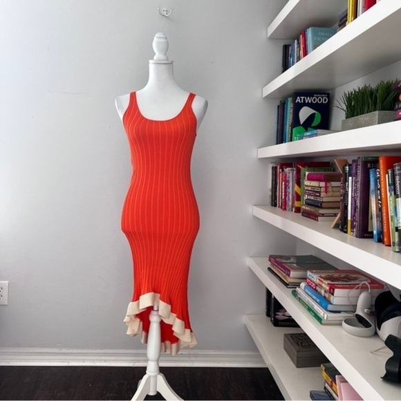 Esteban Cortazar Dresses & Skirts - Esteban Cortazar Collective Orange Ribbed RTR Mini Tank Dress SIZE XS